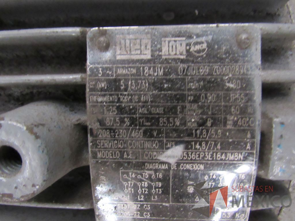 Lote 029 - 2 Motores CP 5,0 Marc: WEG, Modelo: 184JM - Imagen 7