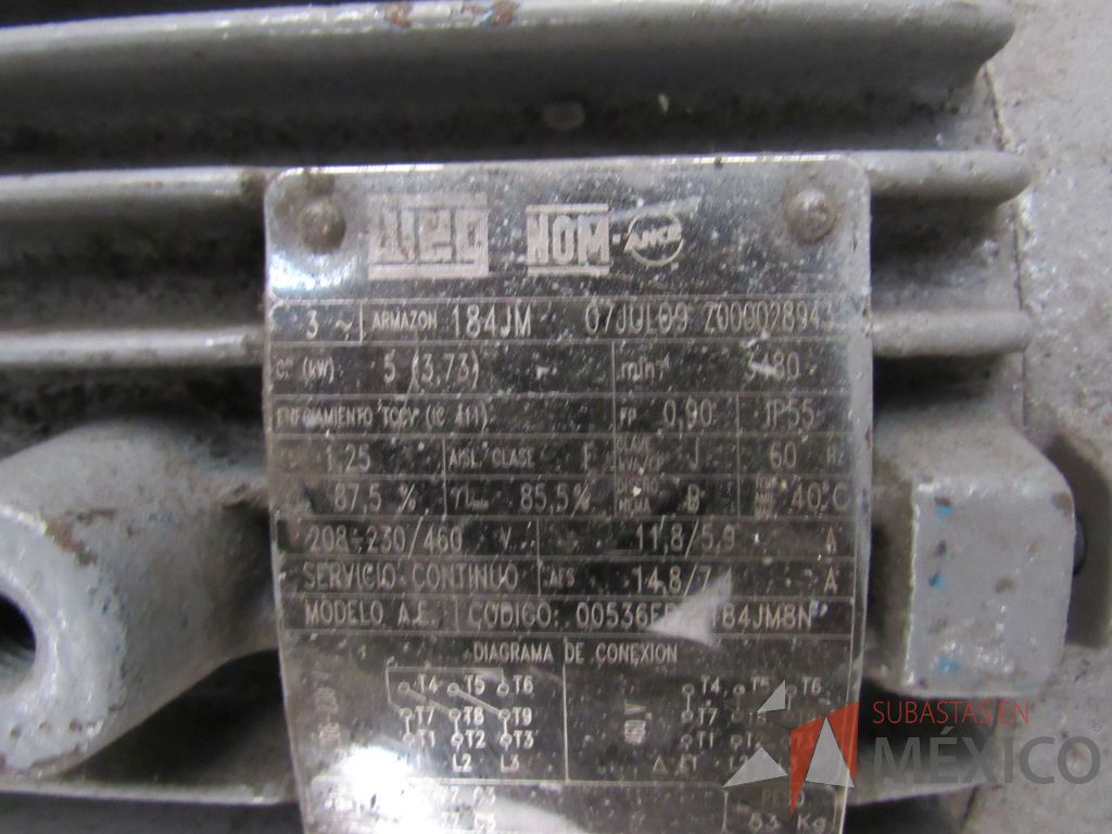 Lote 029 - 2 Motores CP 5,0 Marc: WEG, Modelo: 184JM - Imagen 11