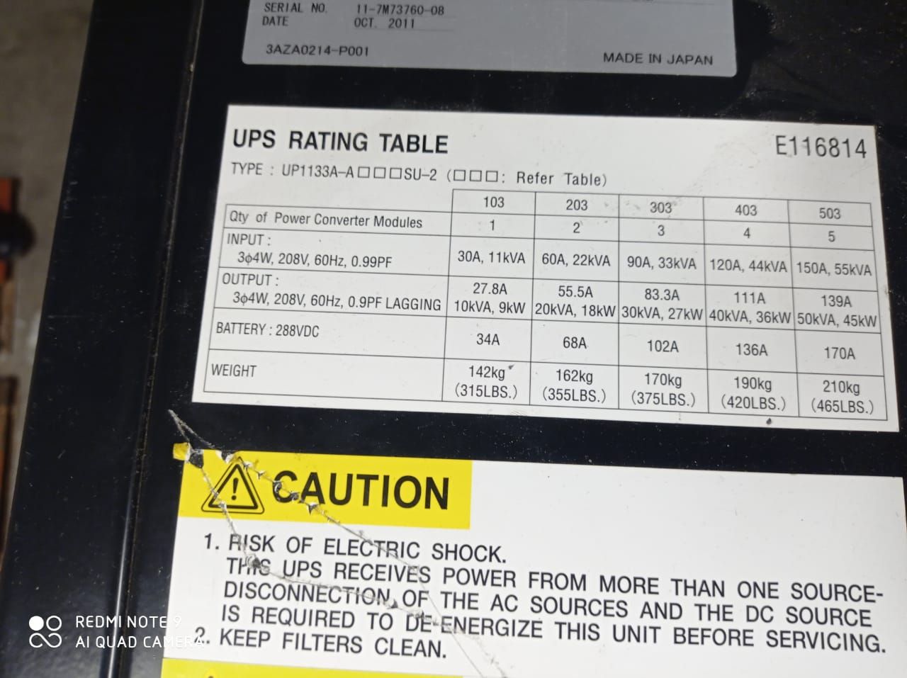 INV 094 - UPS, Modelo: UP1133A-A403SU-2, Marca: Mitsubishi Electric y Mando de baterías - Imagen 43