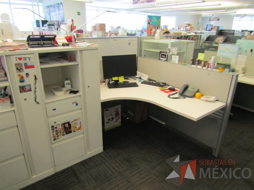Lote 083 - Estación de trabajo para 10 personas con 10 gabinetes altos de 3 cajones, 1 puerta y 1 entrepaño color blanco. - Imagen 14