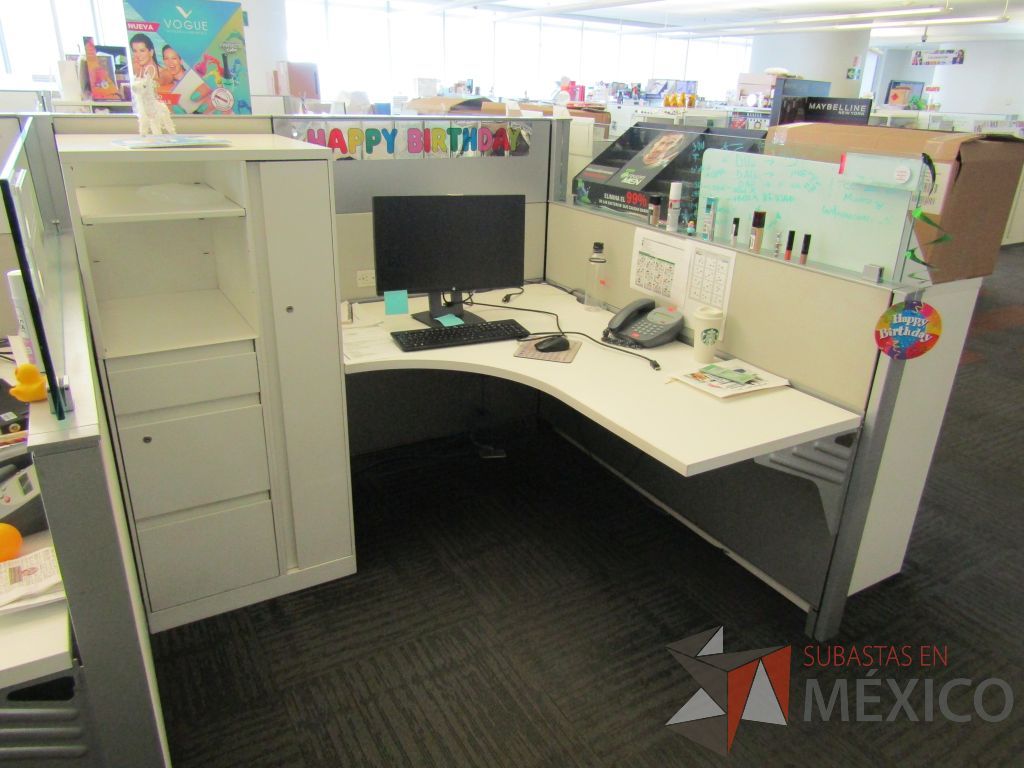 Lote 083 - Estación de trabajo para 10 personas con 10 gabinetes altos de 3 cajones, 1 puerta y 1 entrepaño color blanco. - Imagen 15