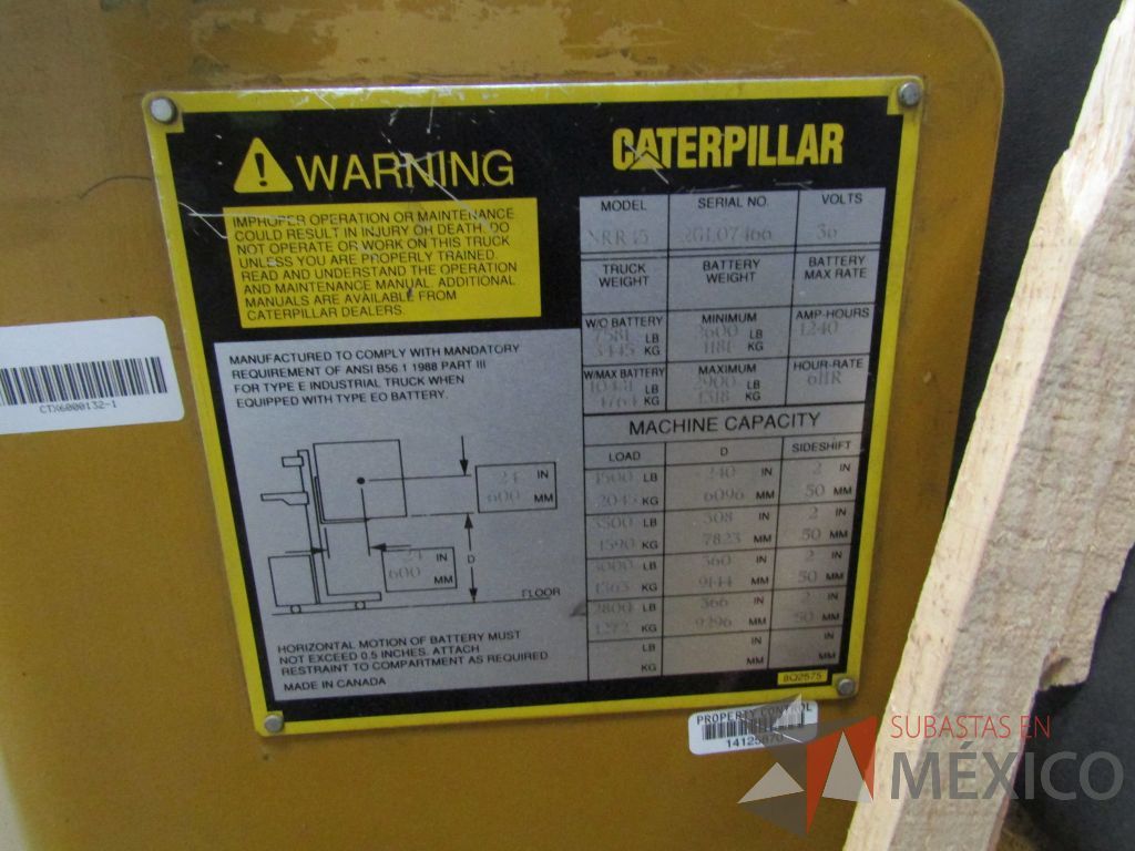 Lote 003- Montacargas Caterpillar NRR45, año 2004, en malas condiciones - Imagen 20