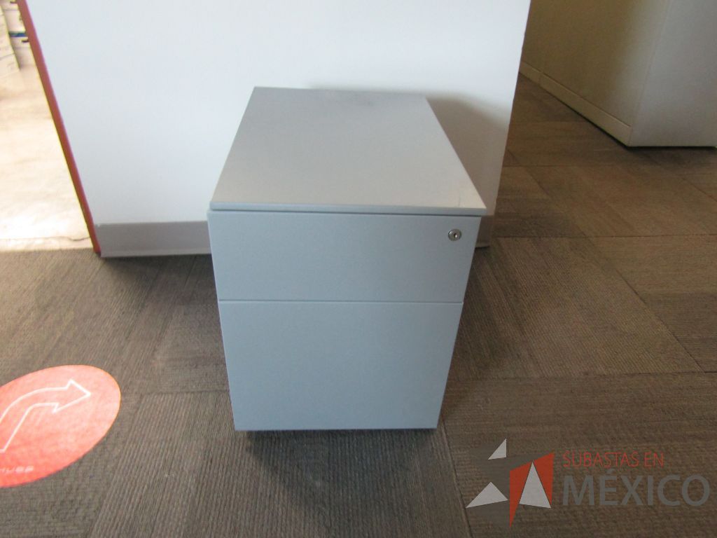 Lote 012 - Archivero métalico vertical de 2 cajones color gris. ( En mal estado.)