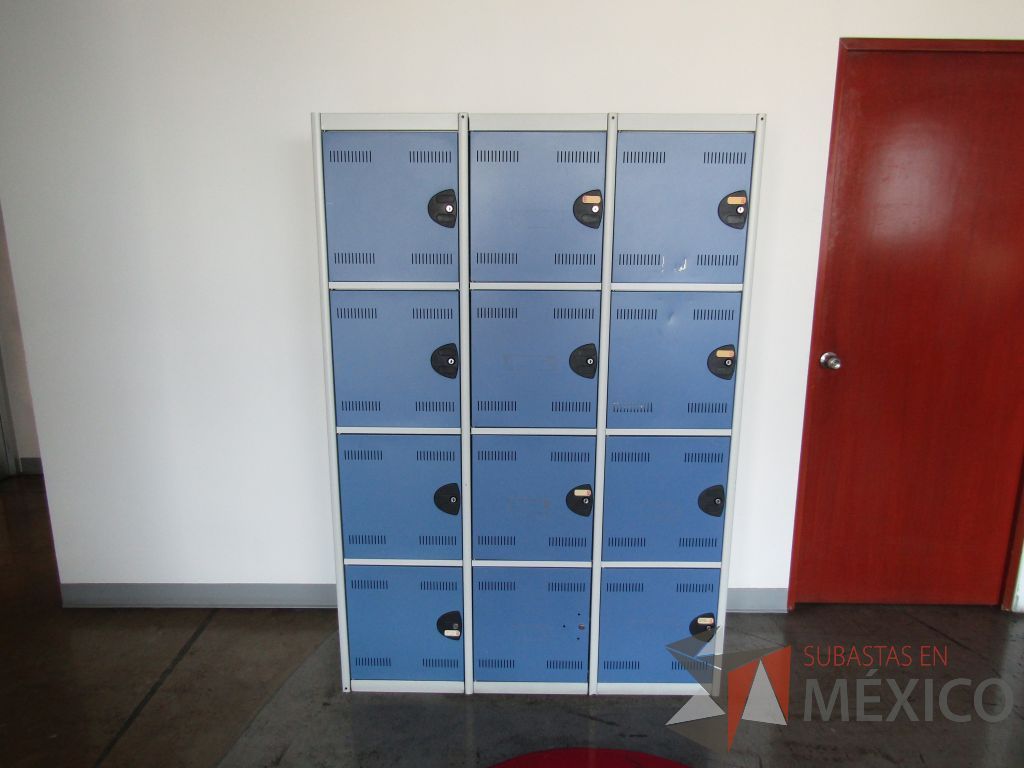 Lote 065 - Locker métalico con 12 puertas color azul con blanco
