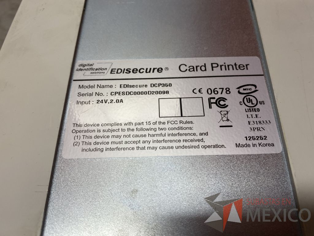 Lote 190 - Card Printer Modelo EDISECURE DCP350 - Imagen 10