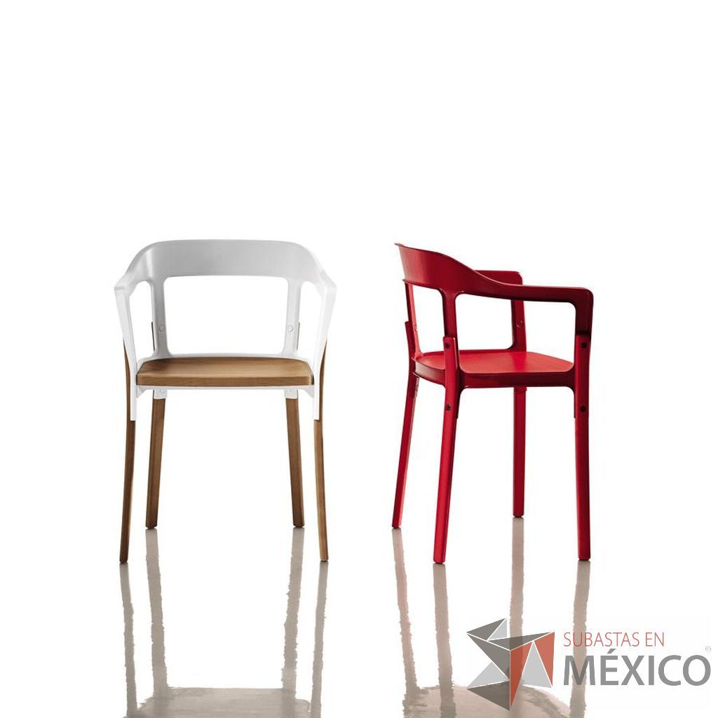 Lote 0184 - Silla Steelwood Blanco patas de Madera Natural - Imagen 2