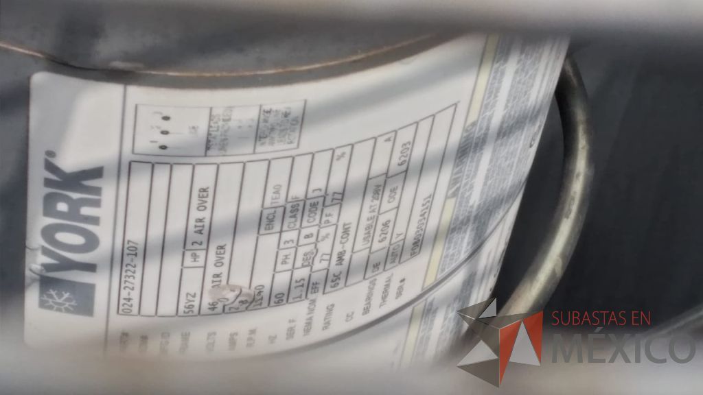 Lote 002 - Aire acondicionado YORK, Modelo: YPAL050CFC46BBDX, 50 TR, con 4 ventiladores. - Imagen 91