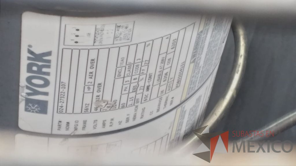 Lote 001 - Aire acondicionado YORK, Modelo: YPAL050CFC46BBDX, 50 TR, con 4 ventiladores. - Imagen 150