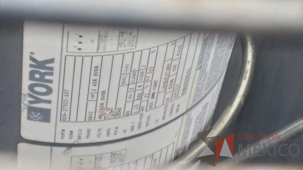 Lote 001 - Aire acondicionado YORK, Modelo: YPAL050CFC46BBDX, 50 TR, con 4 ventiladores. - Imagen 152