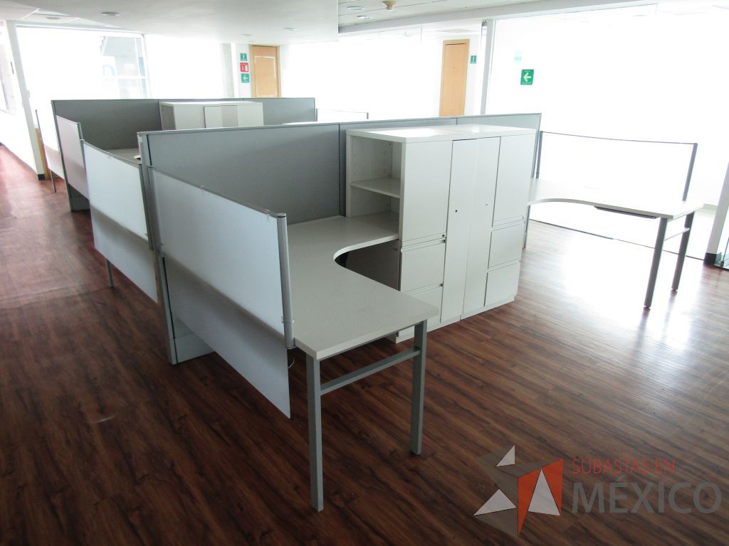 Lote 003 - Estación de trabajo para 4 personas, mampara alta, separadores de acrílico