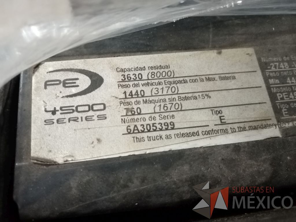 Lote 013 - Transpaleta eléctrica Crown, Modelo: PE4500-80-27-48, Año: 2012 - Imagen 17
