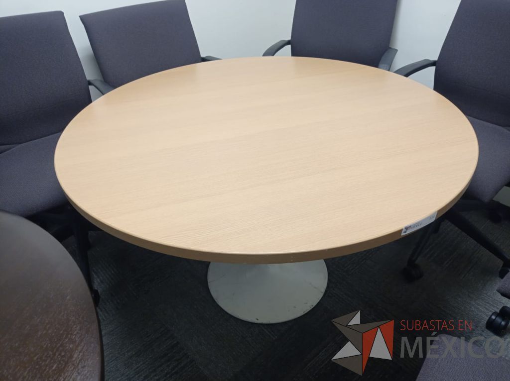 Lote 153 - Mesa de trabajo metálica color blanco y cubierta color madera