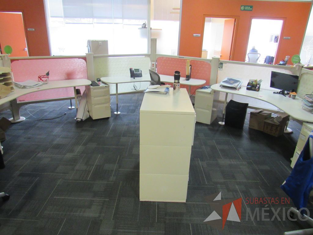 Lote 010 - Estación de trabajo para 20 personas con cubiertas curvas, 18 gabinetes y 9 archiveros verticales de 2 cajones - Imagen 14