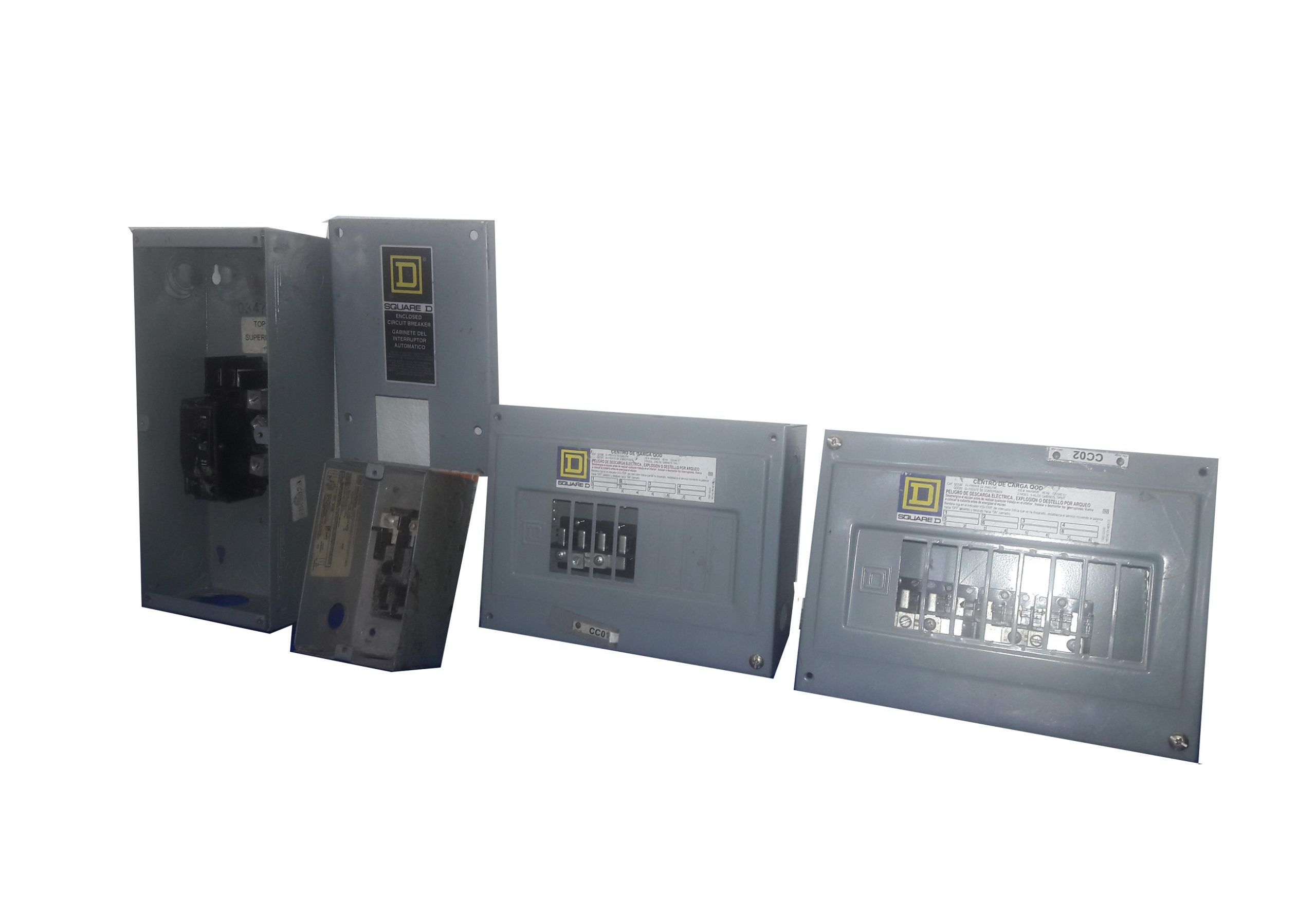 Lote 085 – 1 Gabinete del interruptor automatico SD con pastilla QO 2X100, 2 Centros de carga SD QO8 y 1 Centro de carga SD QO2 usados - Imagen 2