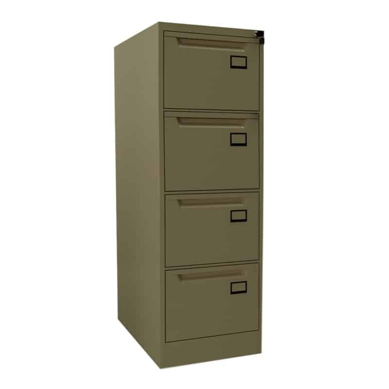 Lote 097 -Archivero metálico de 4 gavetas color beige con llave lámina gruesa, resistente