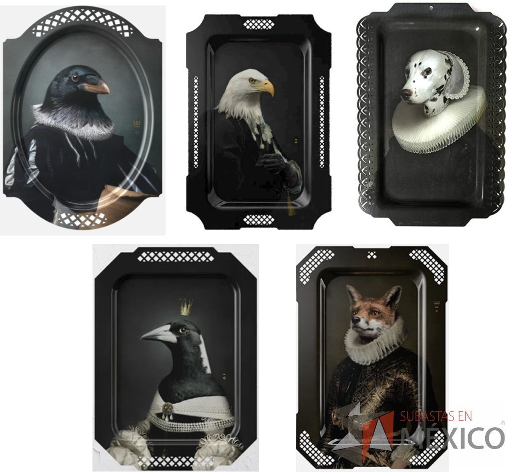 Lote 020 - Charola Les Precieuses Arthenice, Le Renard, L'Aigle, Le Corbeau y La Pie