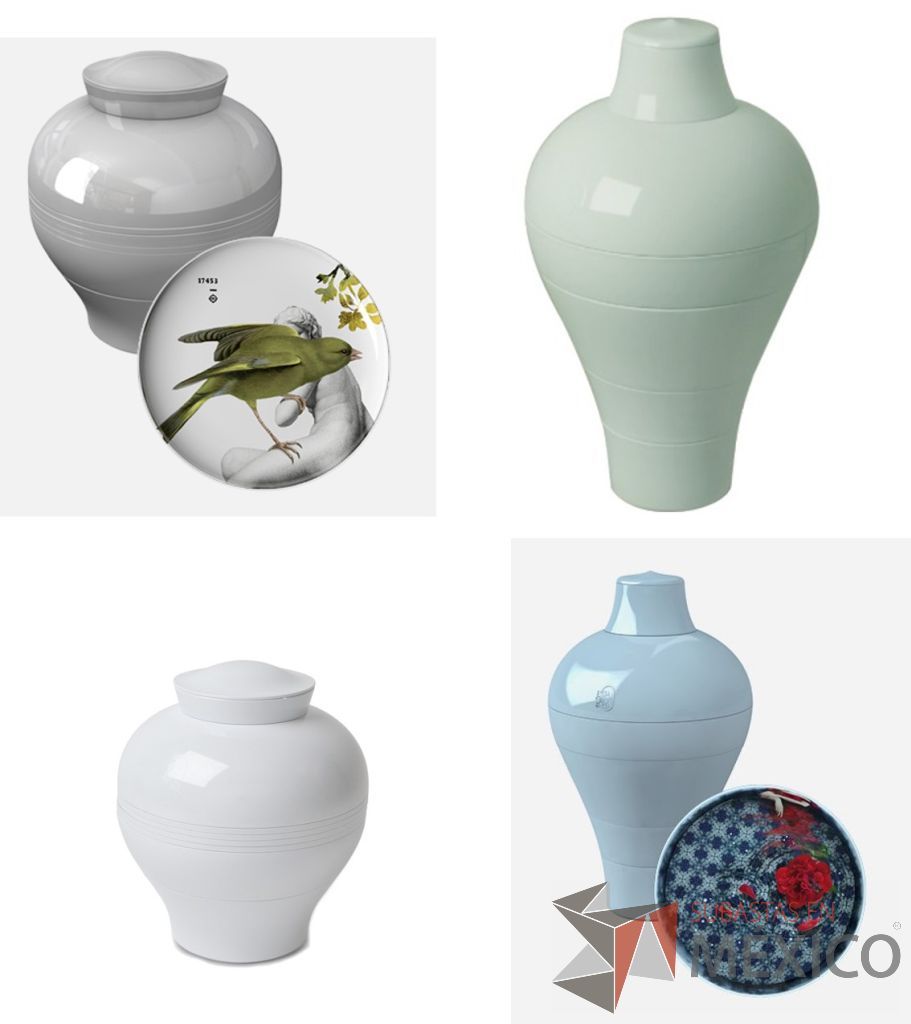 Lote 043 - Set de Mesa Yuan 8 piezas Gris / Parnasse, Osorio Yuan Blanco 8 piezas apilables, Ming Peony 6 piezas y Ming Abysses Azul Claro