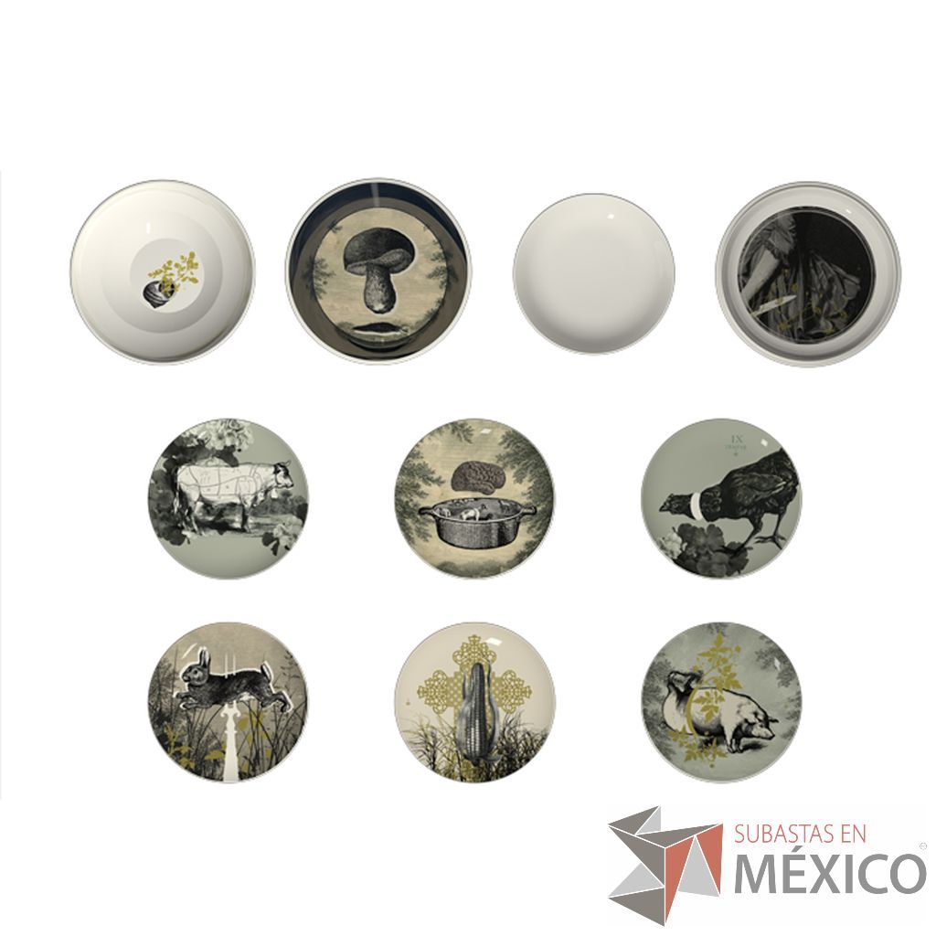 Lote 042 - Set de Mesa Luso Blanco / Osorio, Yuan 8 piezas Beige / D'antan, Ming Gris 6 piezas apilables y Ming Aqua Blanco - Imagen 4