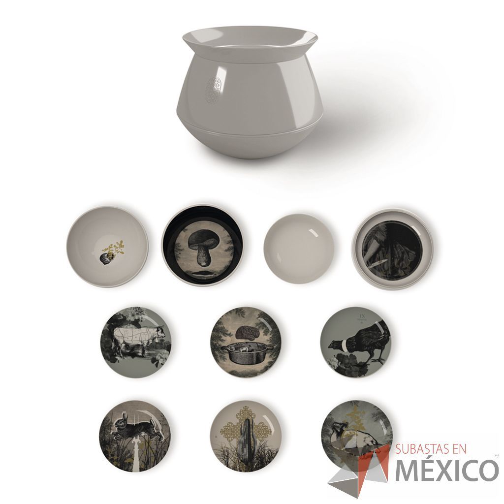 Lote 042 - Set de Mesa Luso Blanco / Osorio, Yuan 8 piezas Beige / D'antan, Ming Gris 6 piezas apilables y Ming Aqua Blanco - Imagen 5