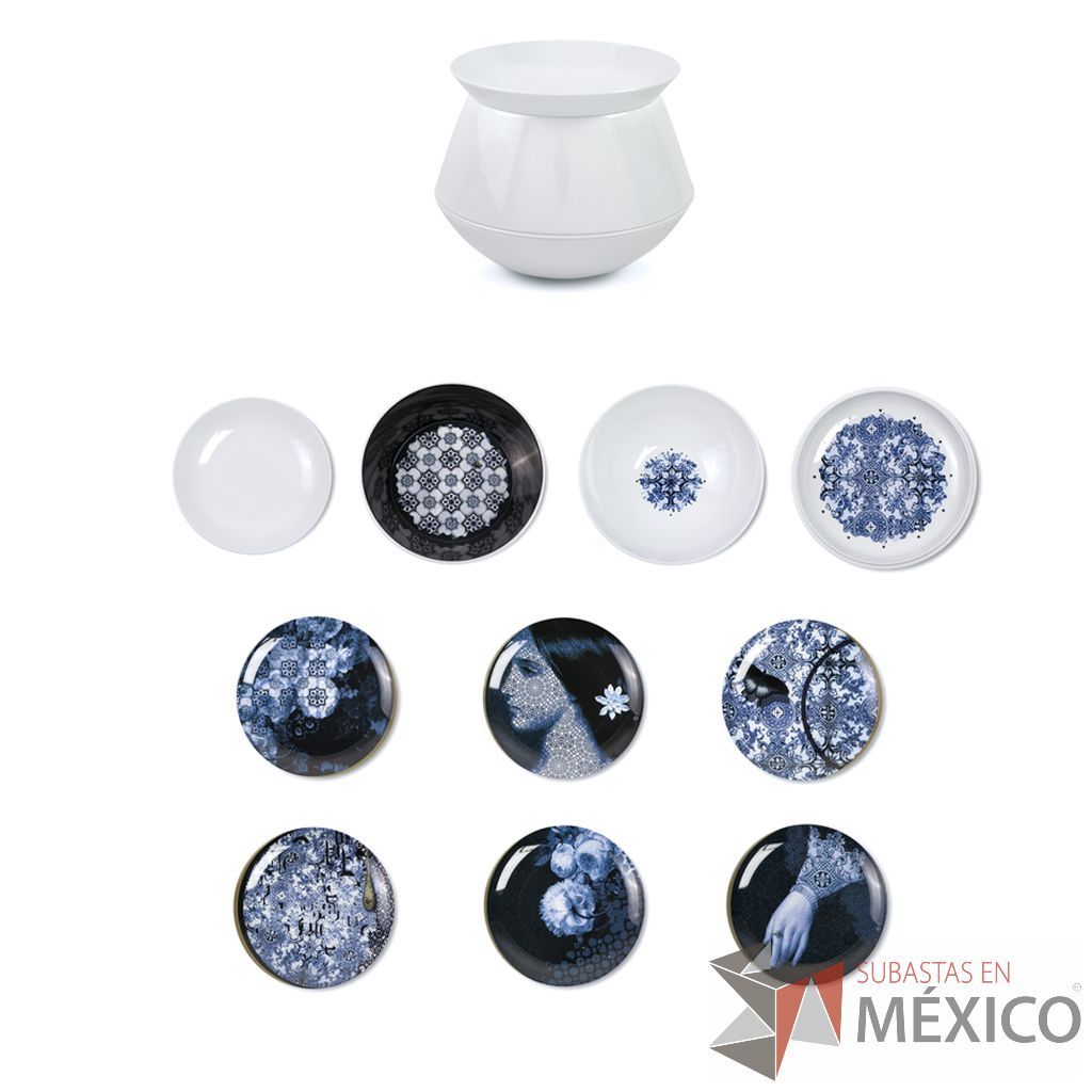 Lote 042 - Set de Mesa Luso Blanco / Osorio, Yuan 8 piezas Beige / D'antan, Ming Gris 6 piezas apilables y Ming Aqua Blanco - Imagen 2