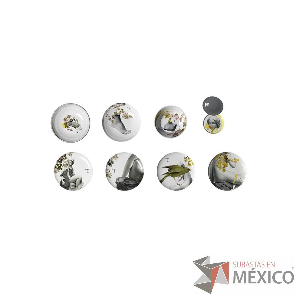 Lote 043 - Set de Mesa Yuan 8 piezas Gris / Parnasse, Osorio Yuan Blanco 8 piezas apilables, Ming Peony 6 piezas y Ming Abysses Azul Claro - Imagen 4