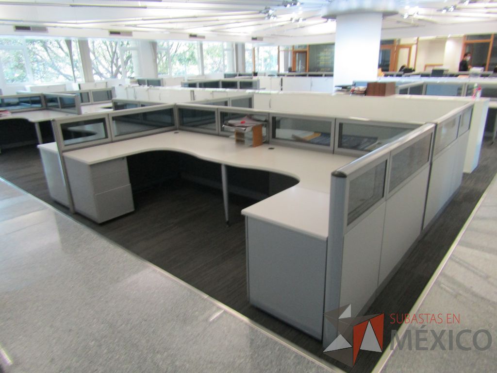 Lote 062 - Estación de trabajo para 6 personas, mampara baja con vidrio, con 6 archiveros de pedestal de 3 cajones - Steelcase - Imagen 10