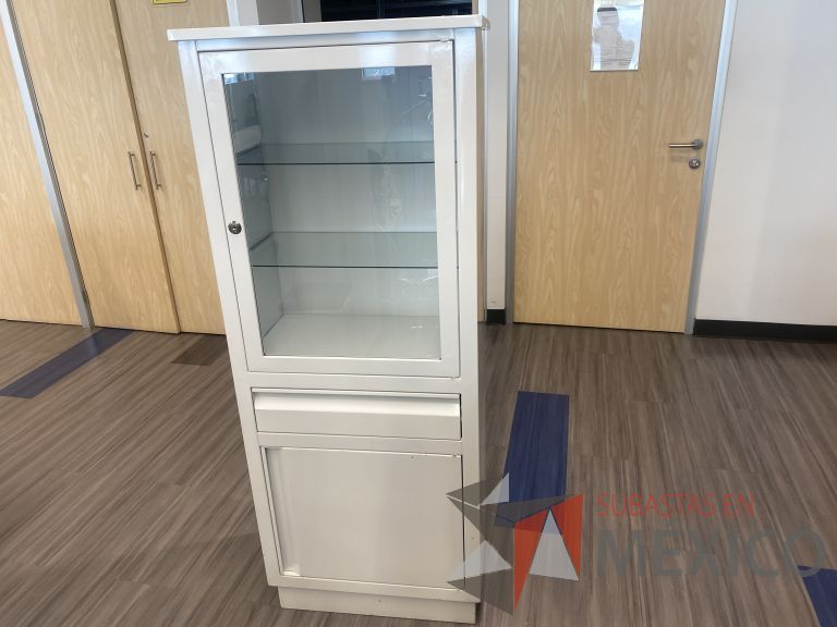 Lote 019 - Gabinete con 1 cajón, 1 puerta de vidrio y 1 puerta
