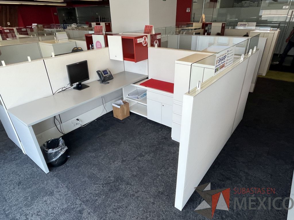 Lote 029 - Estación de trabajo para 5 personas incluye 5 Credenzas, 5 Gabinetes y 5 Gavetas - Haworth - Imagen 9