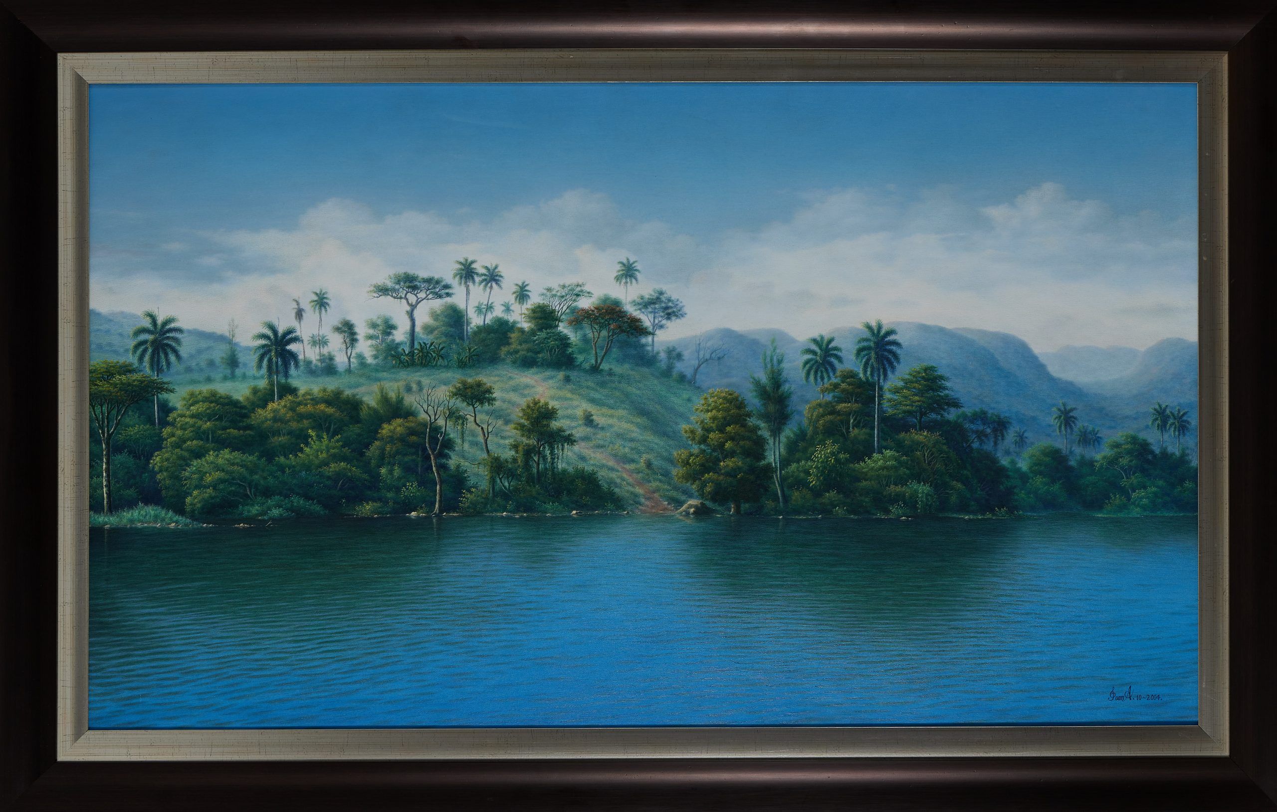 Lote 034 - Juan Alberto Díaz - Paisaje con Orilla con Tonos Azules - Óleo sobre Tela
