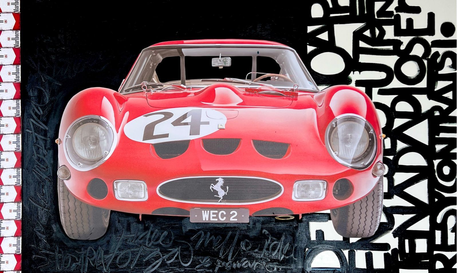 Lote 053 - Artista; Rebeca Rahme. Rebeca Rahme. Homenaje a Ferrari. Collage oleo s/fotografia, 230 x 190cm