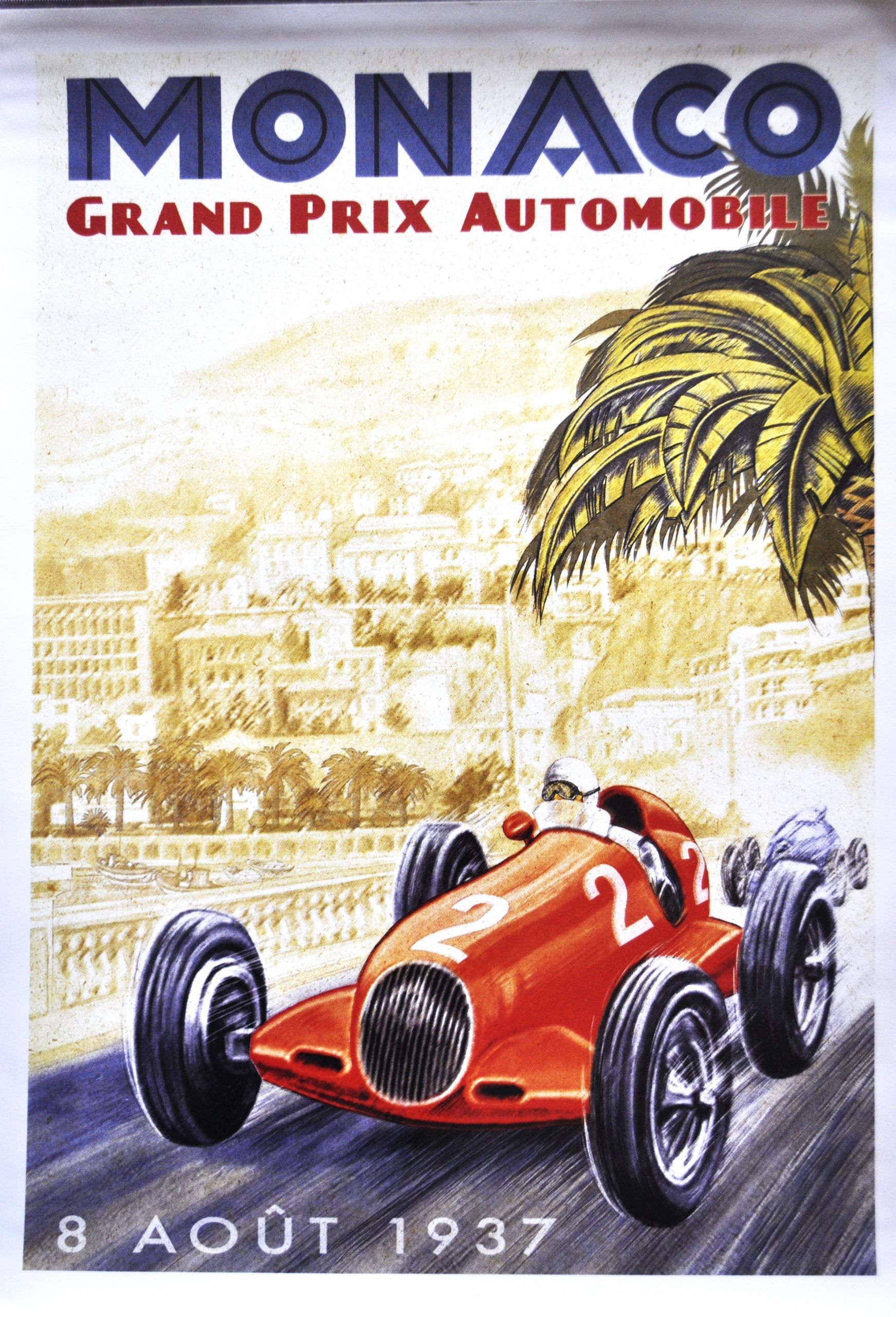 Lote 070 - GRAN PRIX DE MONACO 1937. Poster, 45 x 32cm