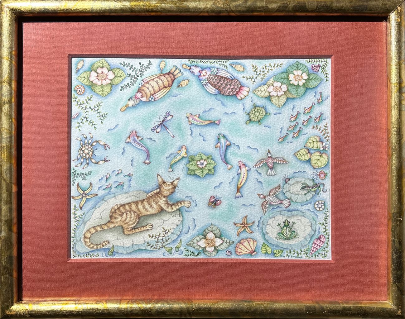 Lote 049 - The catch - Felciity Rainnie - Acuarela y prismacolor