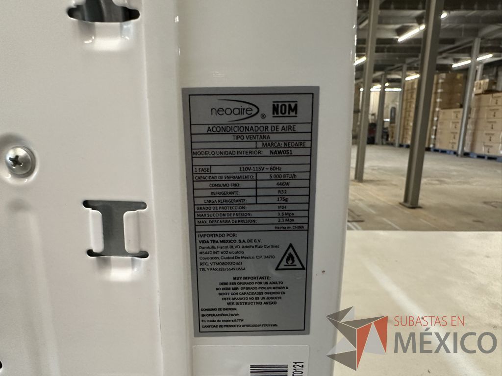 Lote 042 - 5 Aires Acondicionados tipo Ventana NEOAIRE, Modelo: NAW051, 5000 BTU, 110-115v - Imagen 17