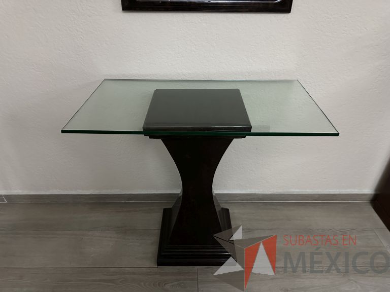 Lote 006 - Set con 1 espejo, 1 silla fija y y 1 mesa con cubierta de vidrio - Imagen 3