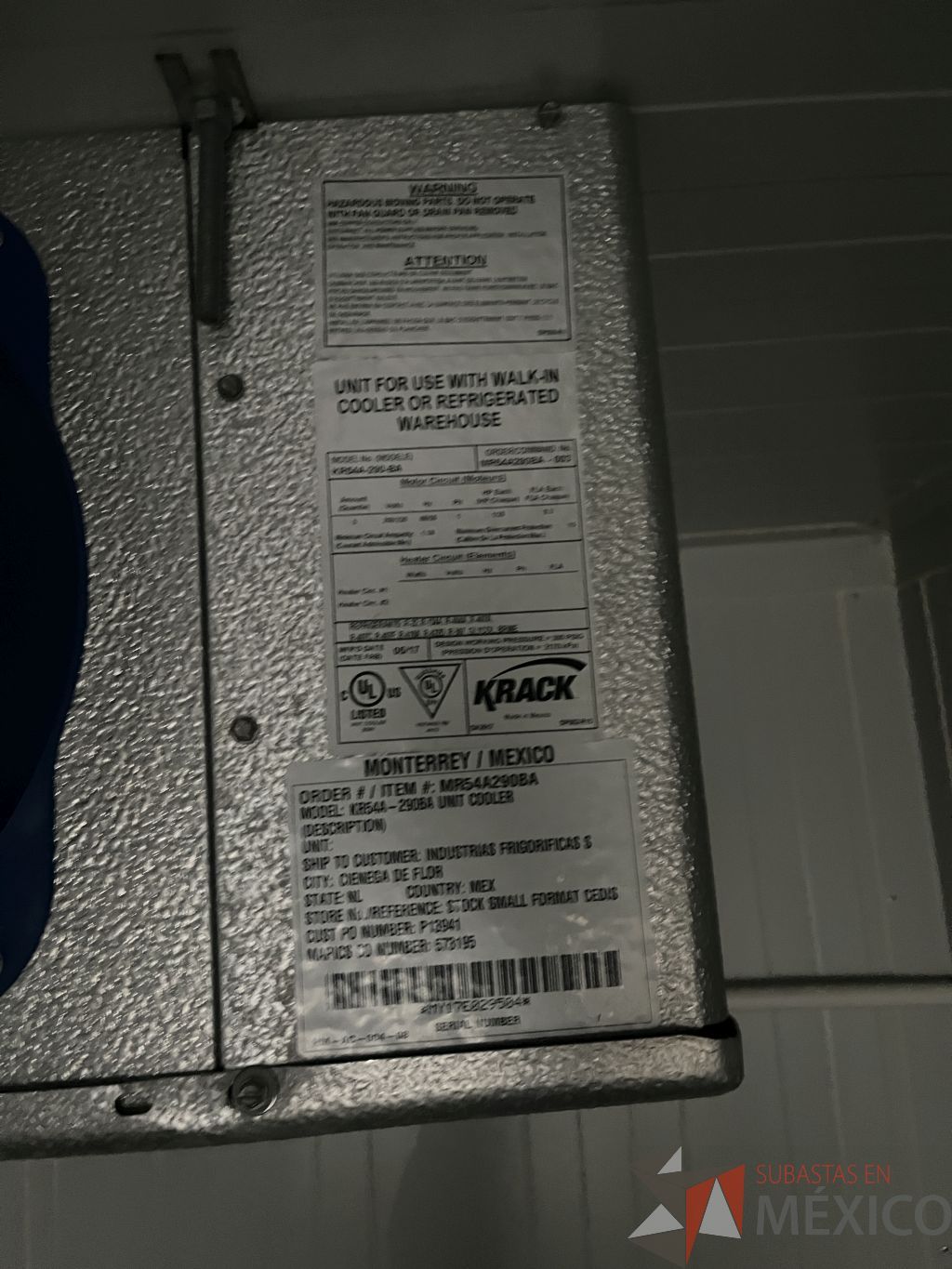 Lote 002 - Evaporador para cara frigorífica de 5 ventiladores - Imagen 2