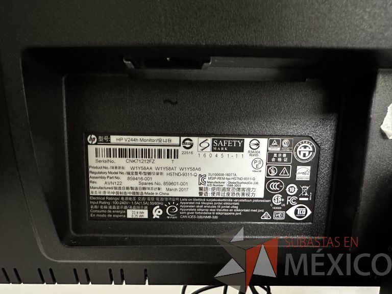 Lote 001 - Computadora de Escritorio de Alto Rendimiento marca HP EliteDesk 705 G3 SFF con 16 GB RAM, 500 GB Disco Duro y Monitor HP de 24" de alta resolución V244h - Imagen 11