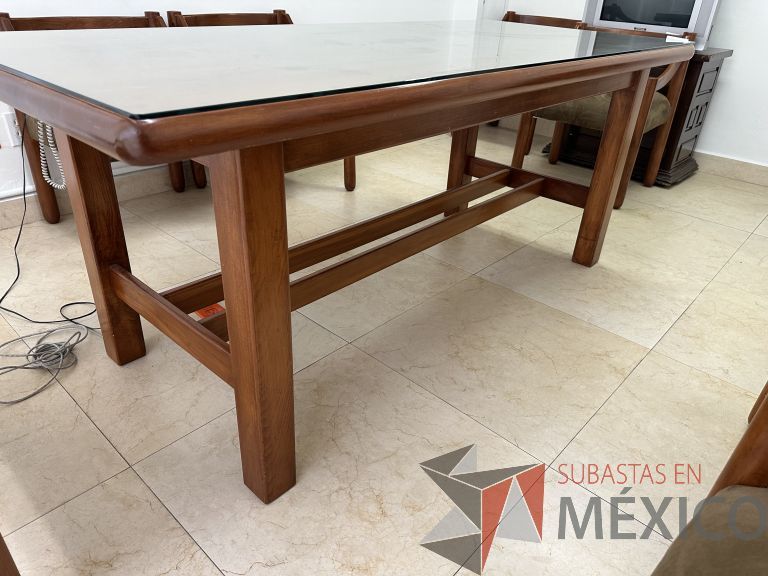 Lote 037 - Mesa de sala de juntas para 6 personas con cubierta de cristal - Imagen 6