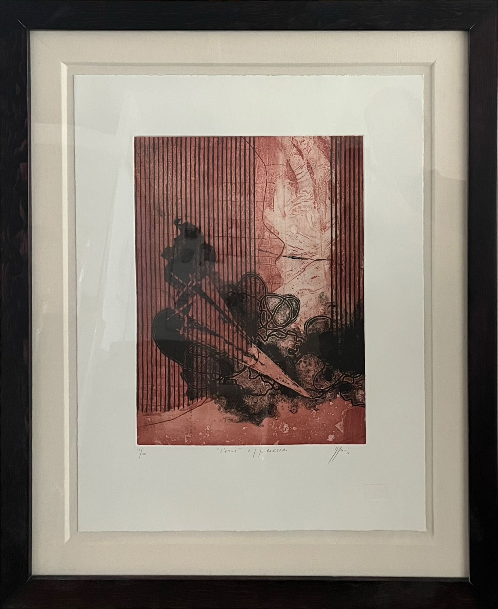 Lote 019 - Lucino Spanó - L´Emile Rosseau III - Estampa calcográfica a color sobre papel, estampación en hueco, procedimiento de aguafuerte, manera de lápiz y aguatinta