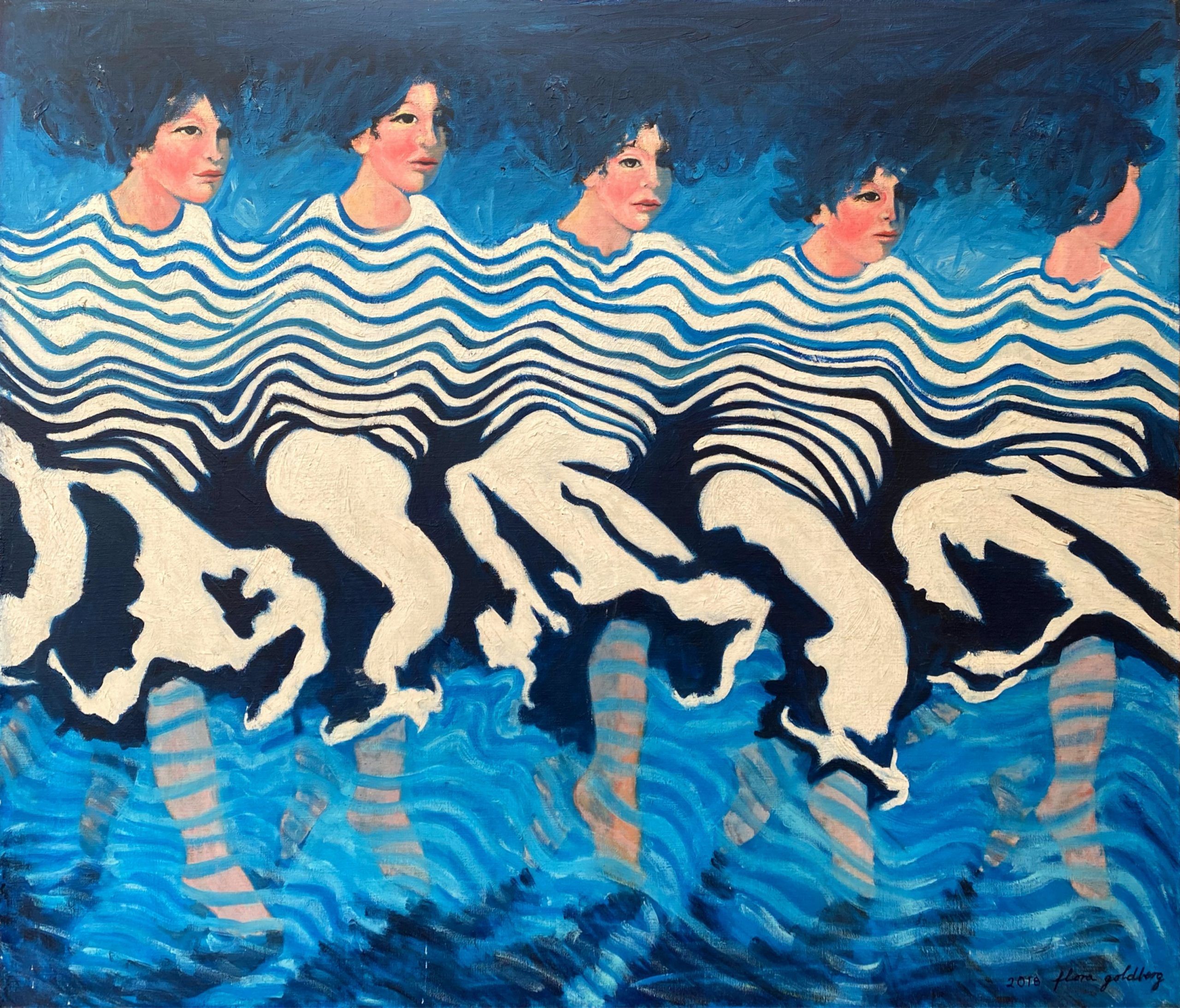 Lote 018 - Flora Goldberg – A ritmo de mar – Óleo sobre tela de lino