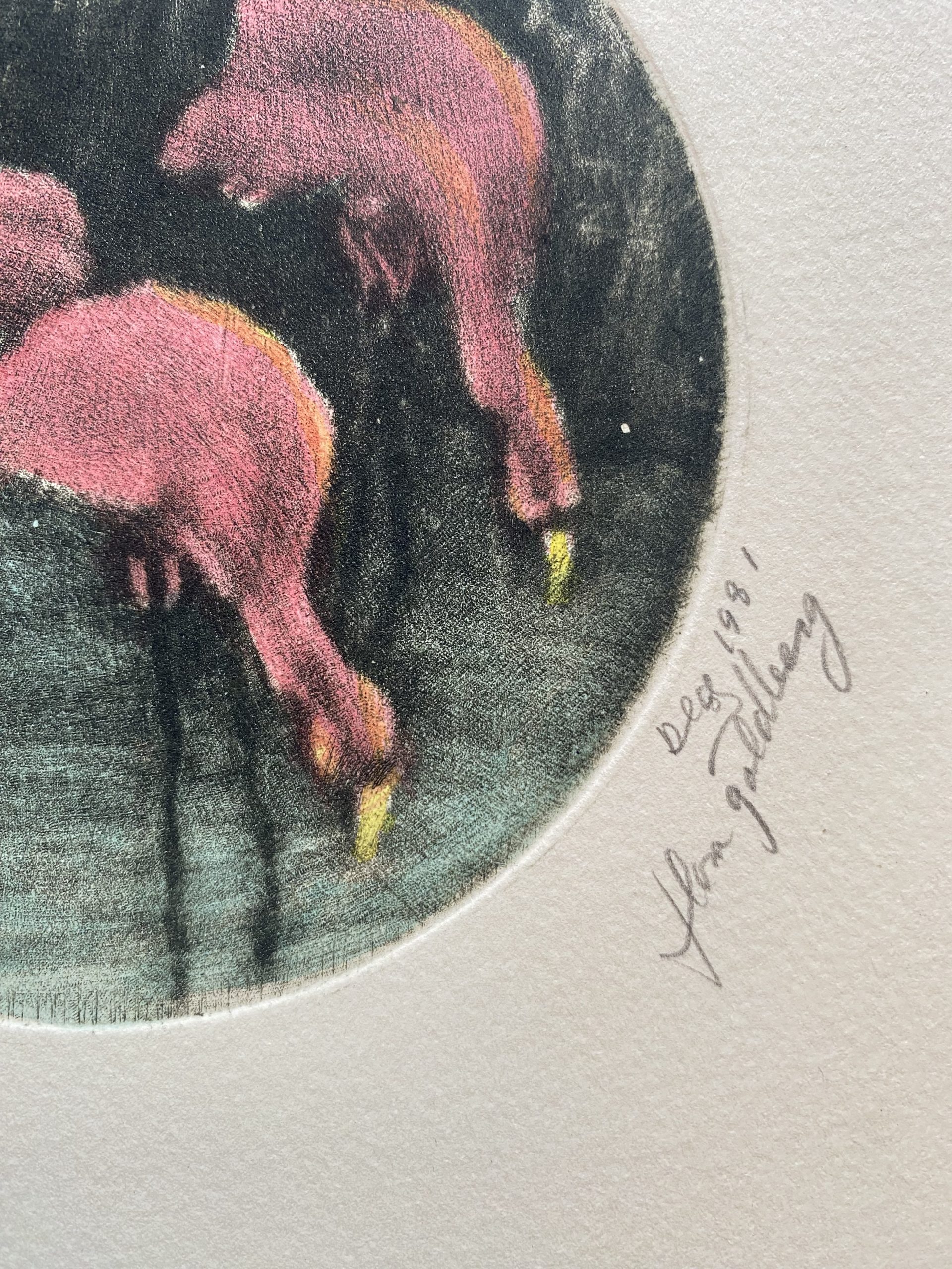 Lote 013 - Flora Goldberg – Flamingos – Grabado sobre papel - Imagen 3