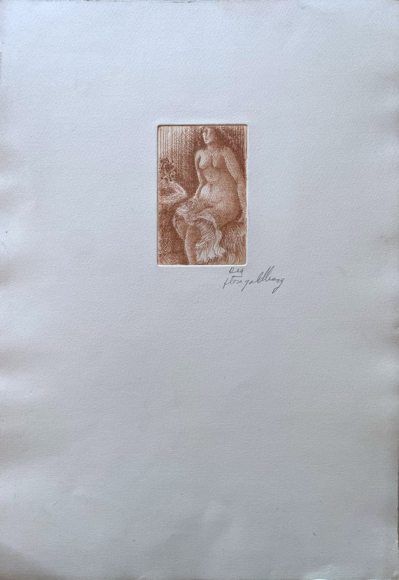 Lote 012 - Flora Goldberg – Desnudo sentado – Grabado sobre papel - Imagen 2