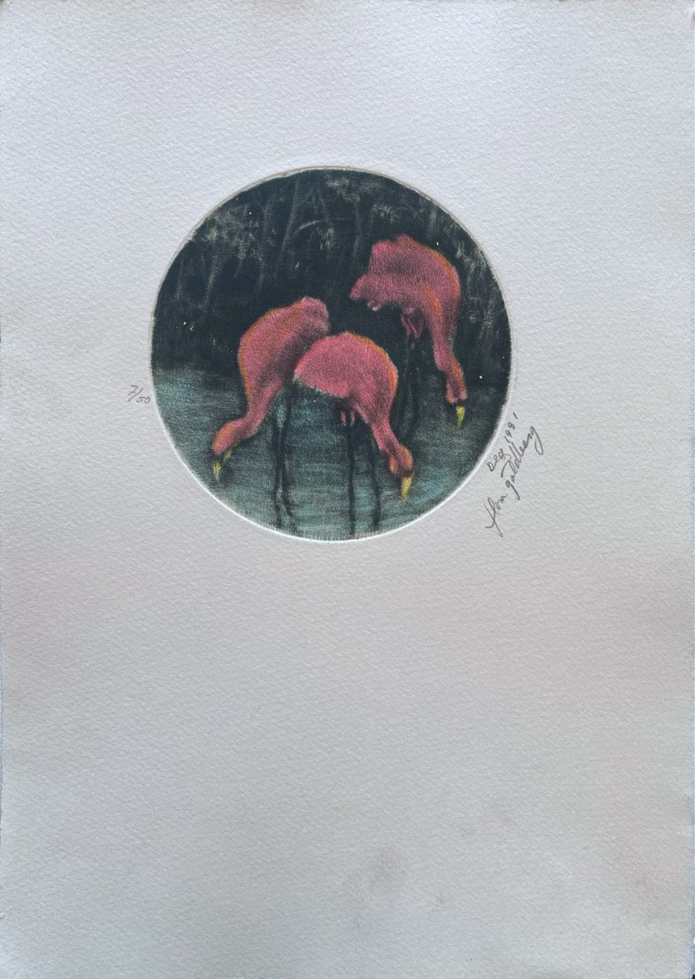 Lote 013 - Flora Goldberg – Flamingos – Grabado sobre papel - Imagen 2
