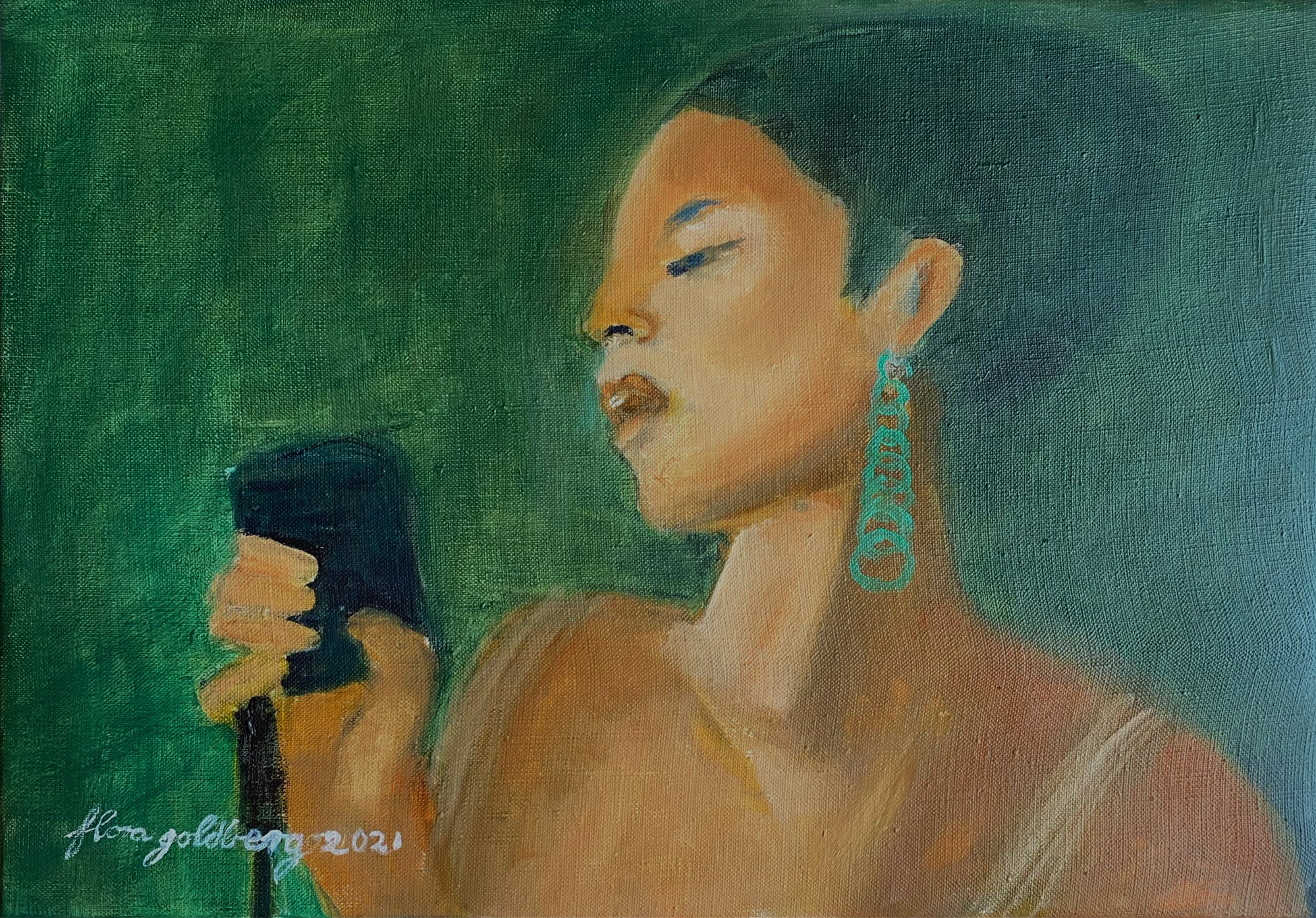 Lote 024 - Flora Goldberg – Arete verde – Óleo sobre tela de lino