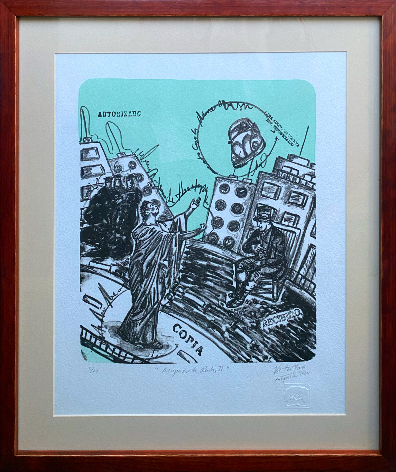 Lote 079 - Víctor Mora (Ciudad de México; 1971) - Atrapador de ratas II - Grabado litográfico, estampación en plano, procedimiento técnico de litografía