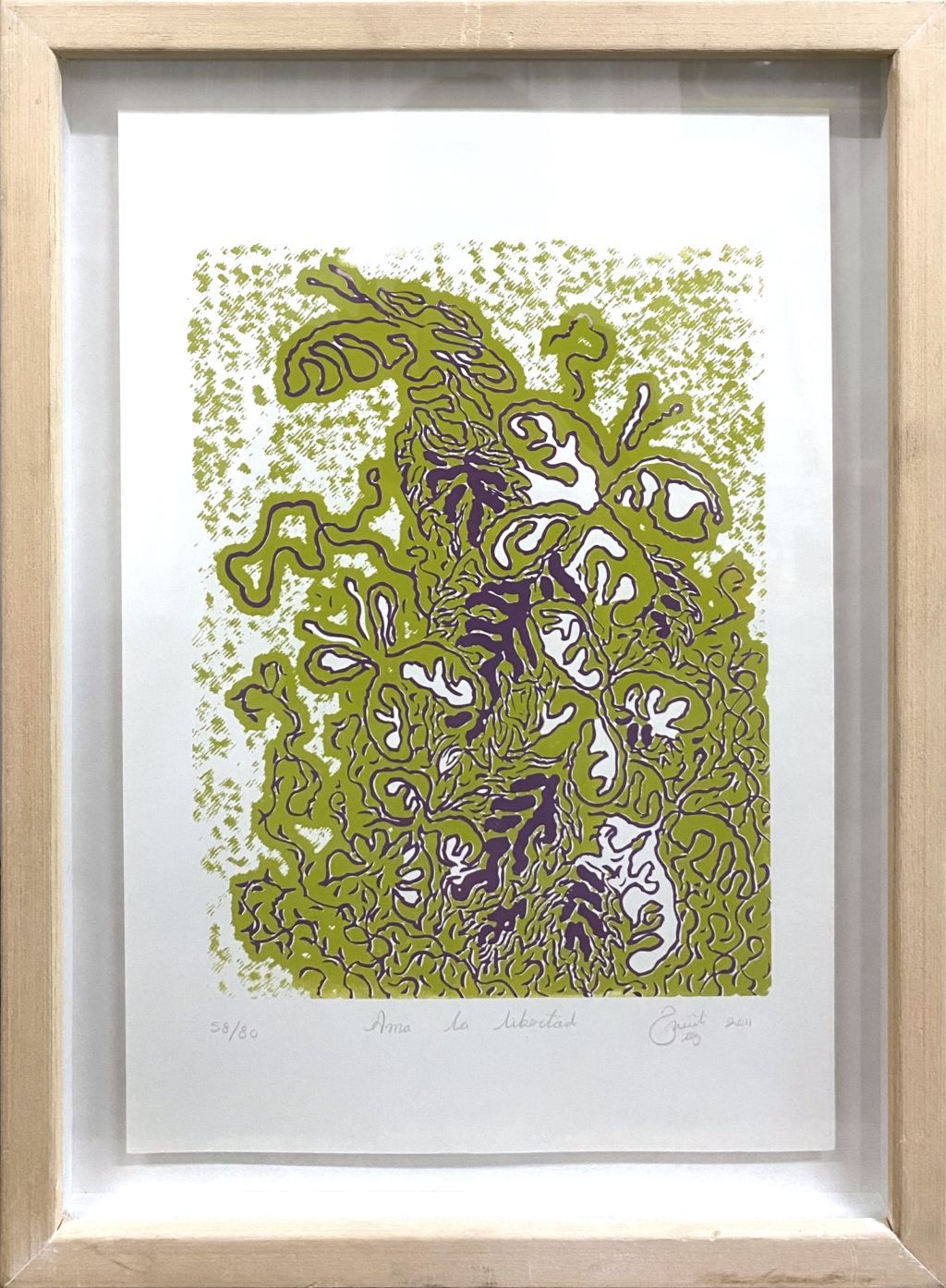 Lote 003 - Amo la libertad - Estampa permeográfica a color sobre papel