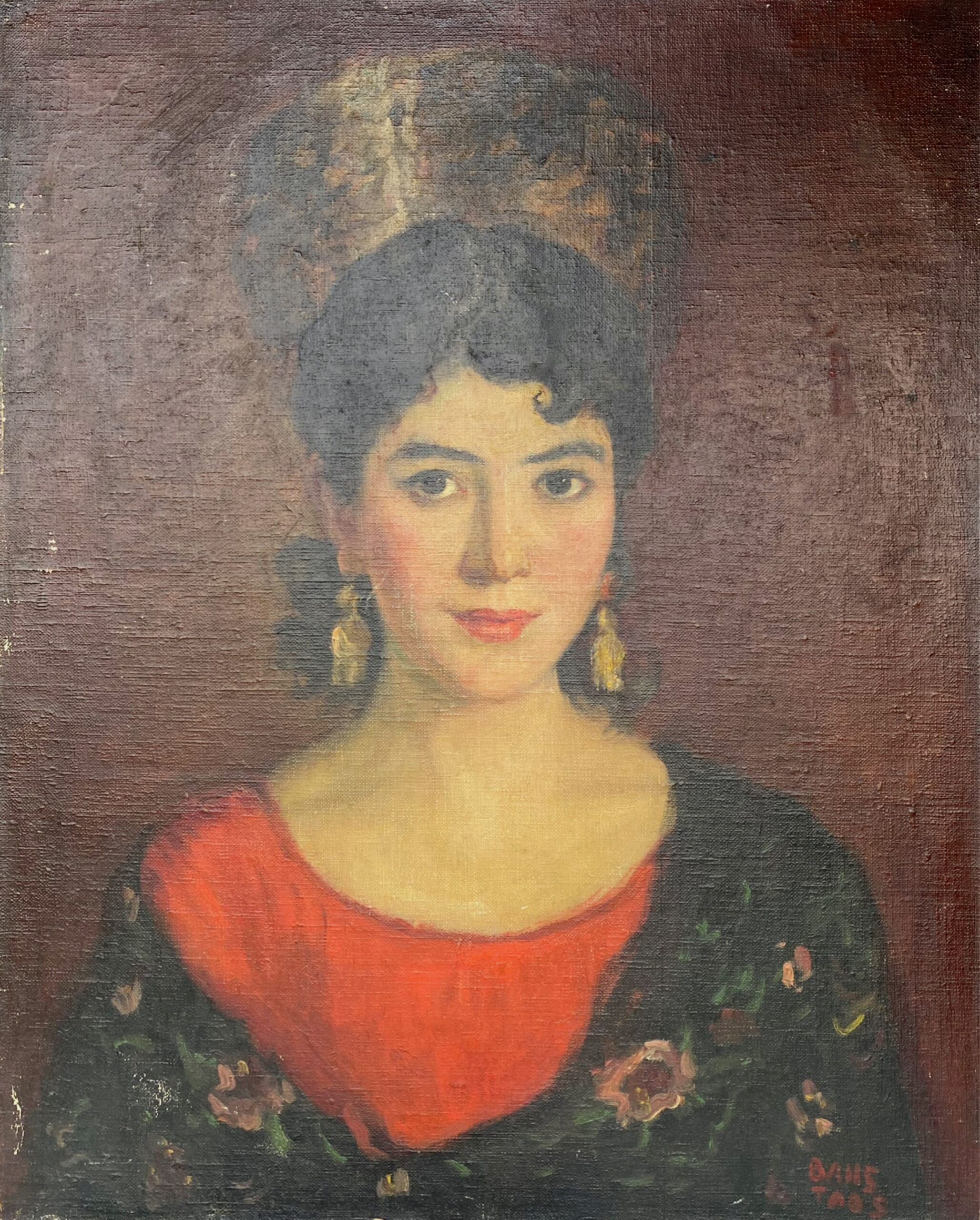 Lote 085 - Simon Paul Baus (Indianapolis, EEUU; 1882-1969) - Spanish lady - Óleo sobre tela