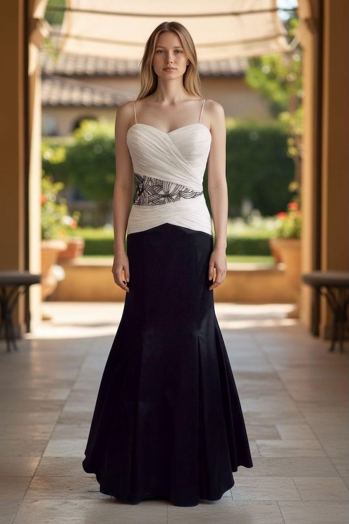 Lote 001 - Vestido de fiesta, Talle largo Falda trompeta, Nuevo