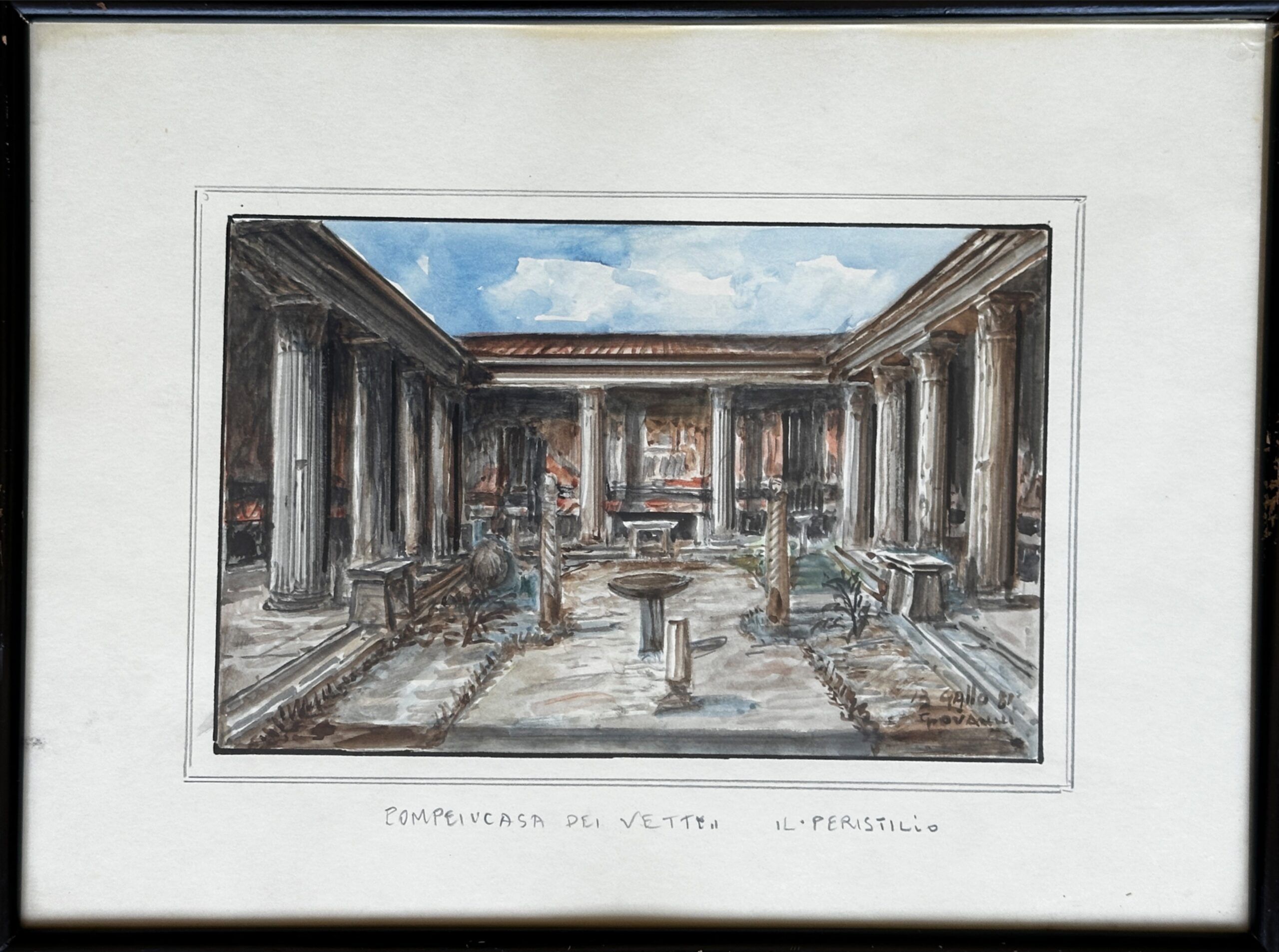 Lote 025 - Pompei Casa de Ivette Il Peristilo - Giovanni Gallo B - Acuarela sobre papel