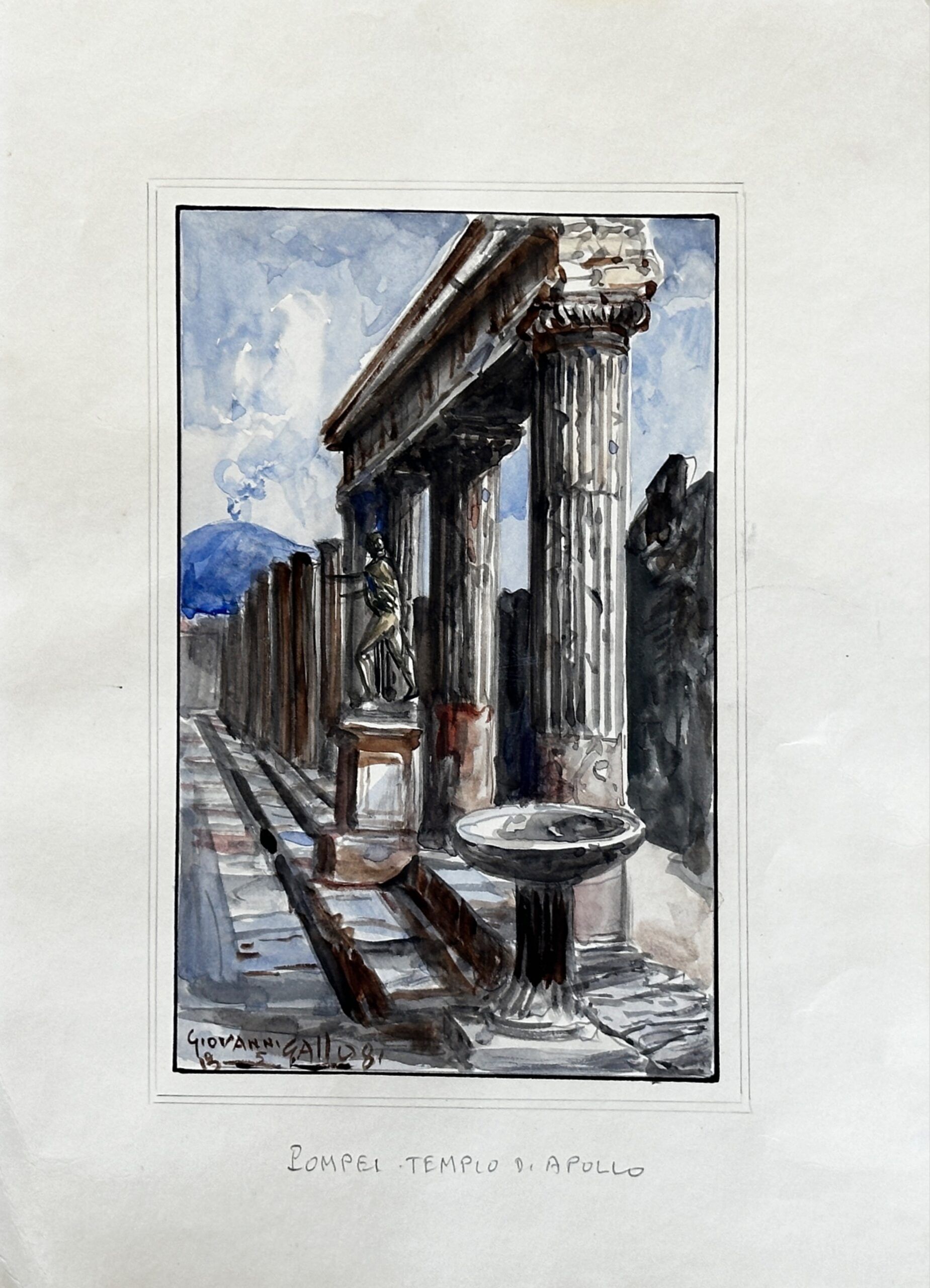 Lote 028 - Pompei Templo de Apollo - Giovanni Gallo B - Acuarela sobre papel