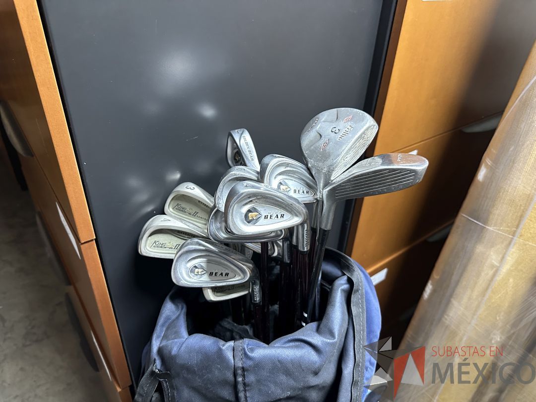 Lote 018 - Mochila para palos de golf con 17 palos